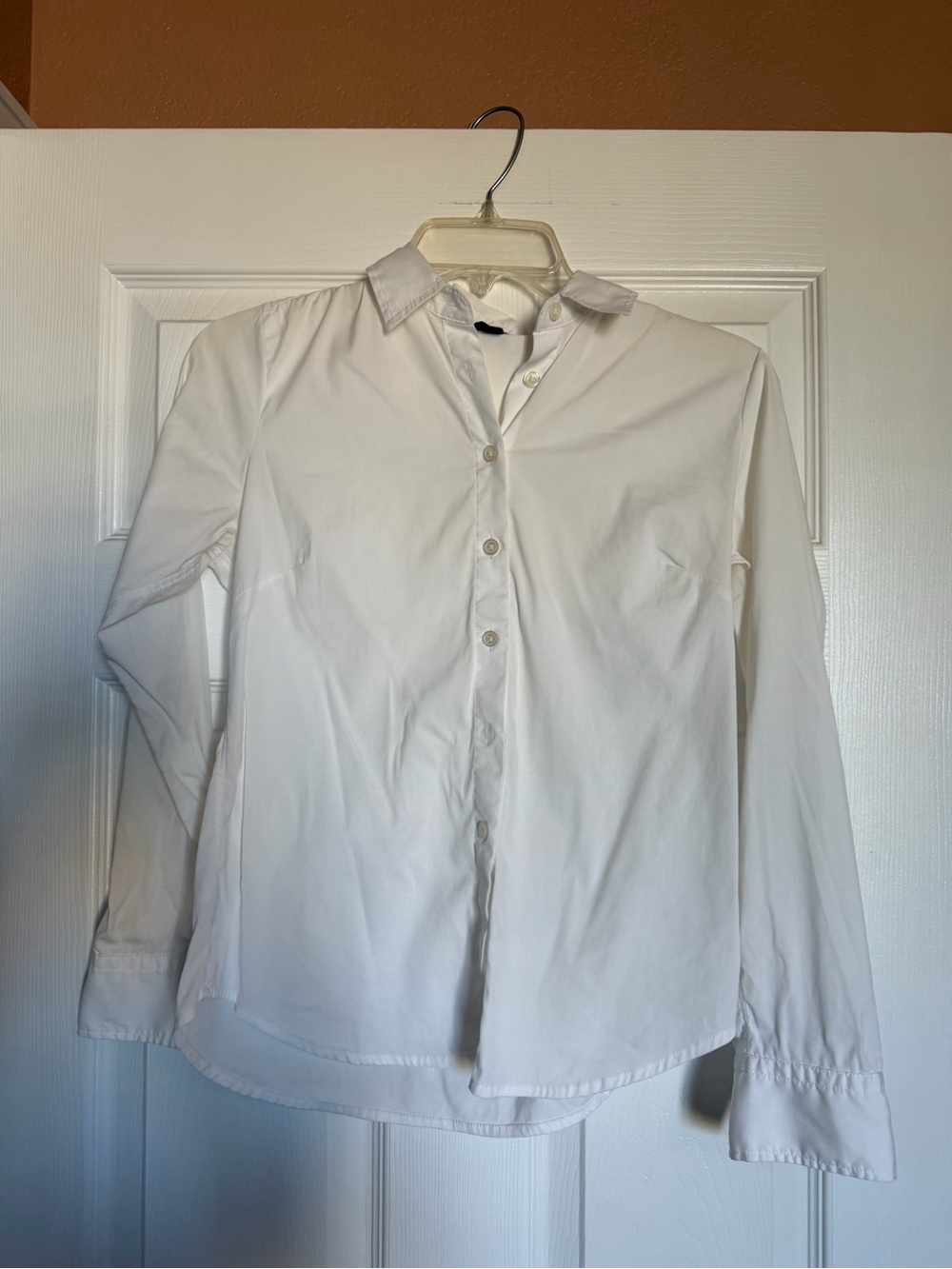 Ann Taylor White Long-Sleeve Dress Shirt
